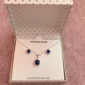 Blue sapphire earring and necklace set